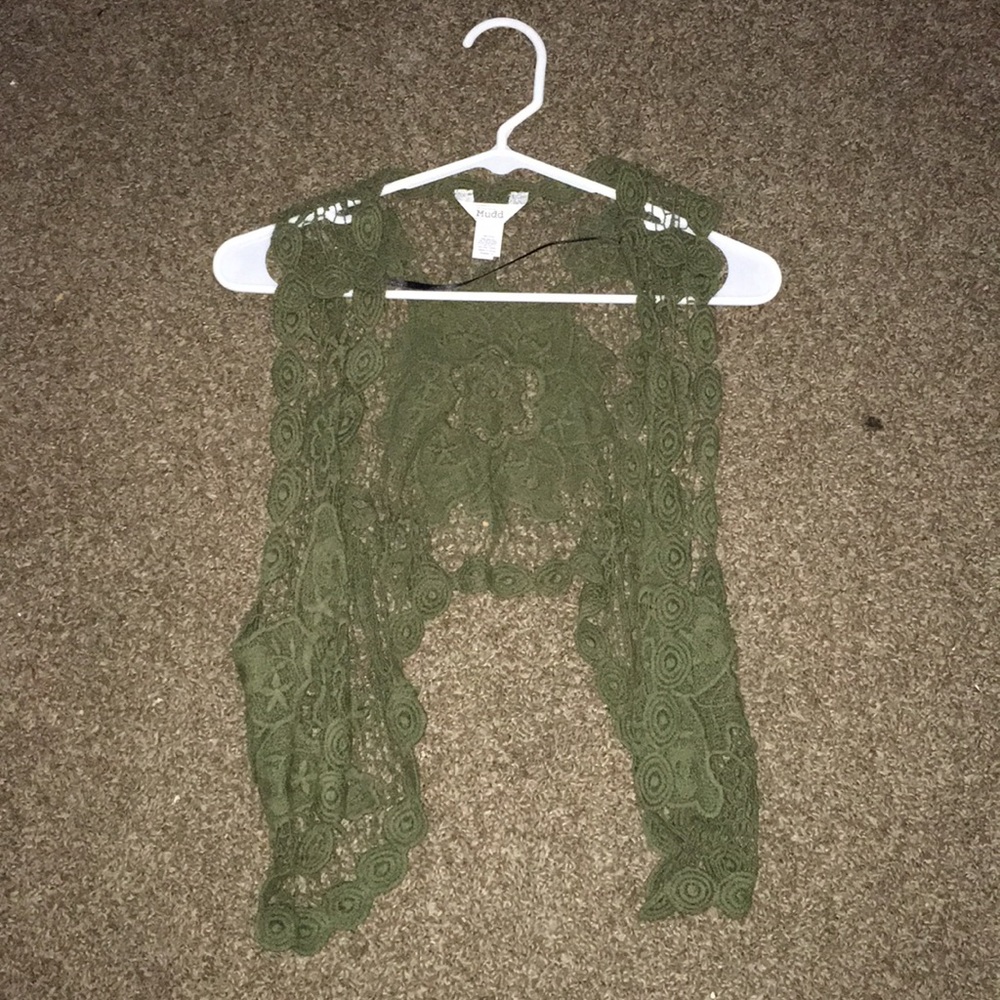 Lace military green cover up